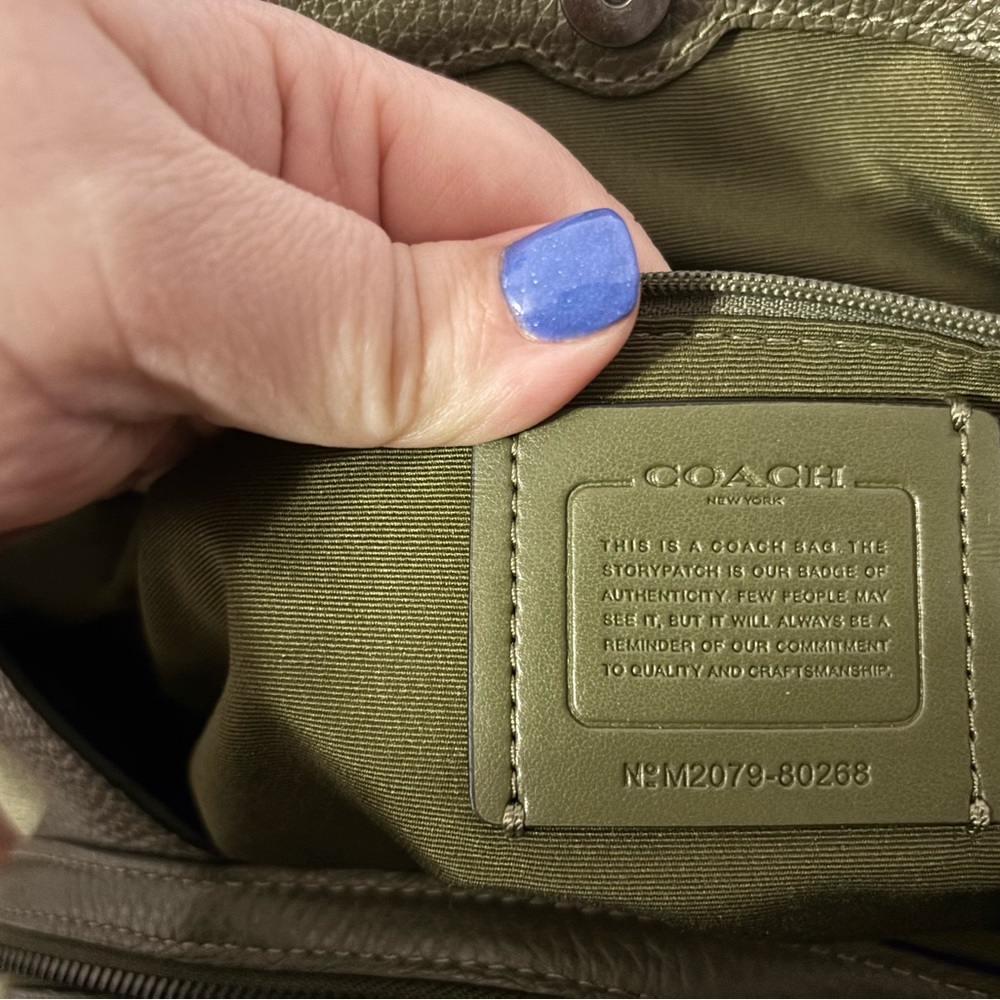 Coach Hallie Olive Green Leather Shoulder Bag - Picture 9 of 10